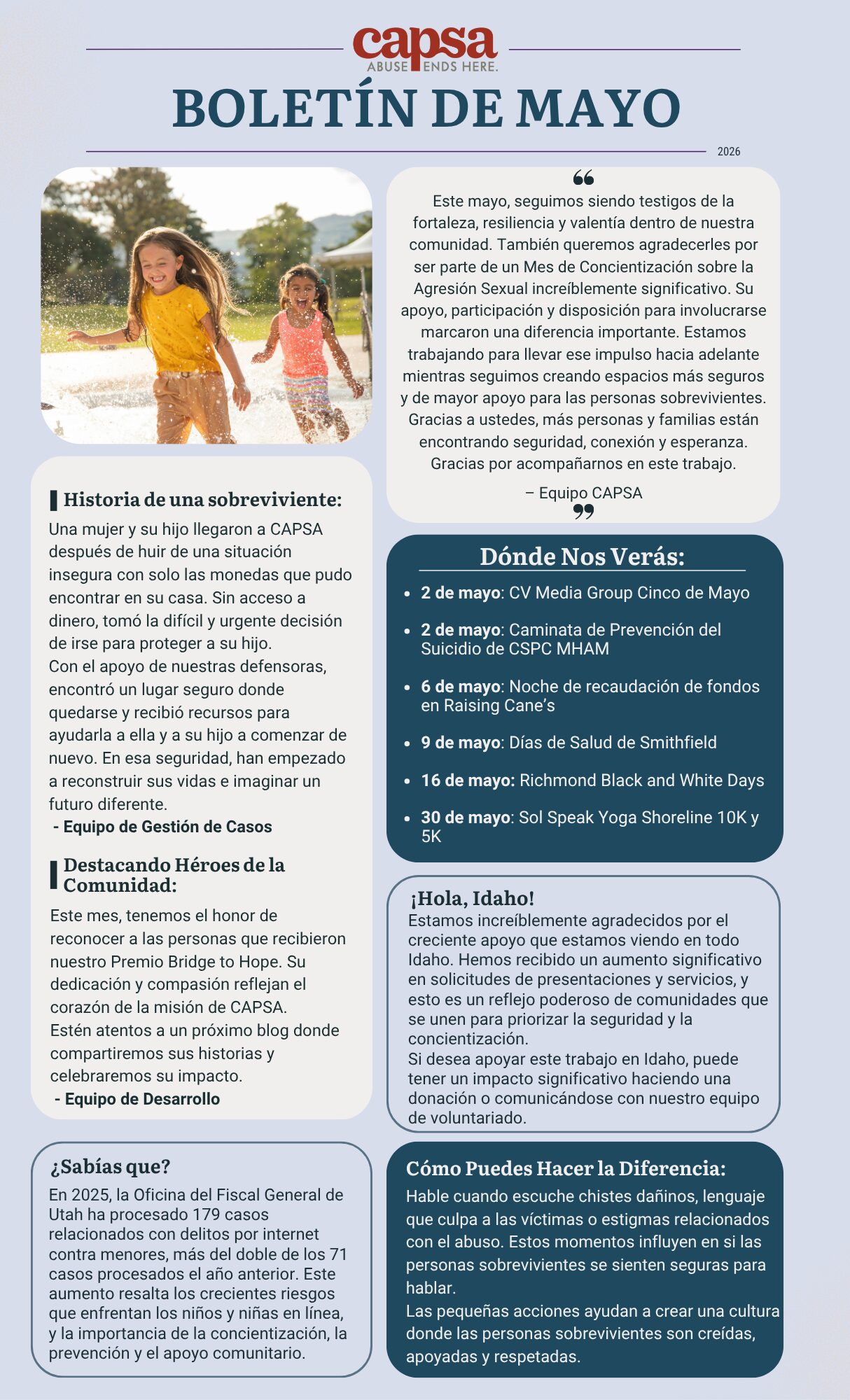 May Newsletter - Spanish