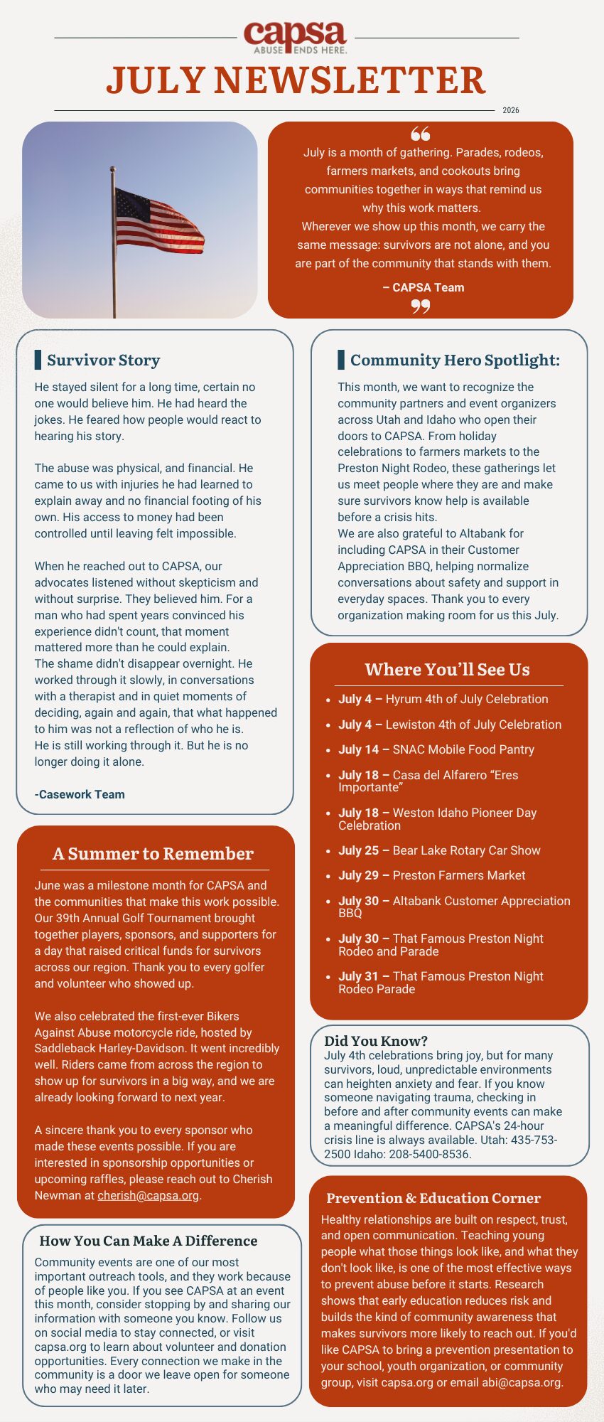 July Newsletter - English