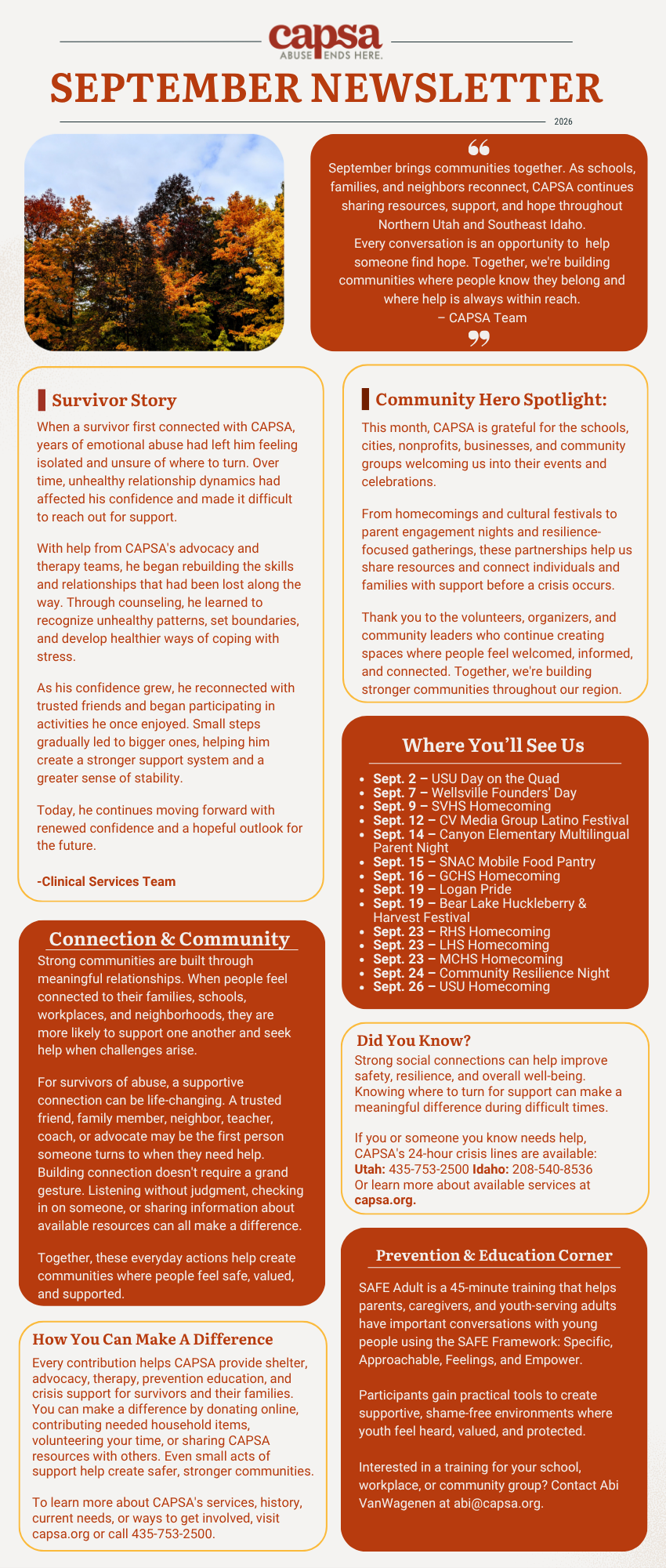 September Newsletter - English