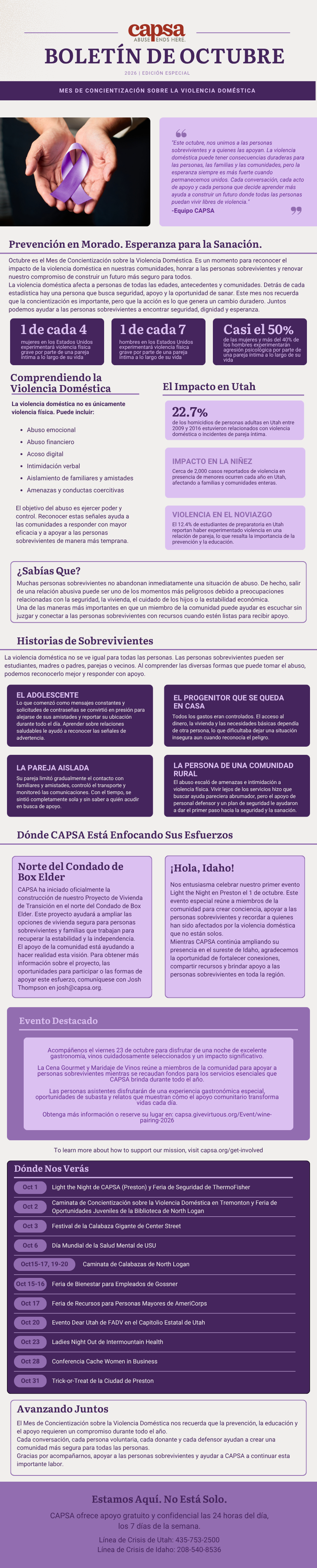 October Newsletter - Spanish - Special Edition